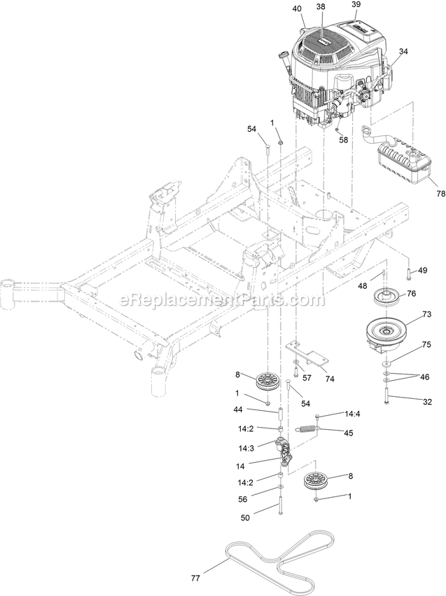 Engine Assembly Diagram and Parts List for RAE702GEM44300 (406294345-408644345)(2020) Exmark Lawn Mower
