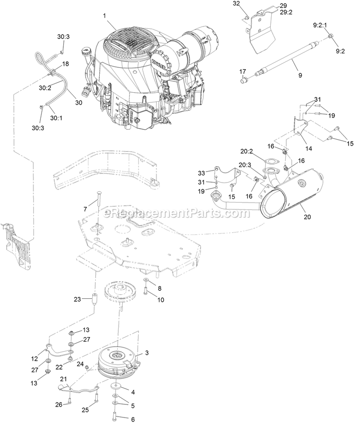 Engine Assembly Diagram and Parts List for LZX980EKC726W0 (411294212-999999999)(2022) Exmark Lawn Mower