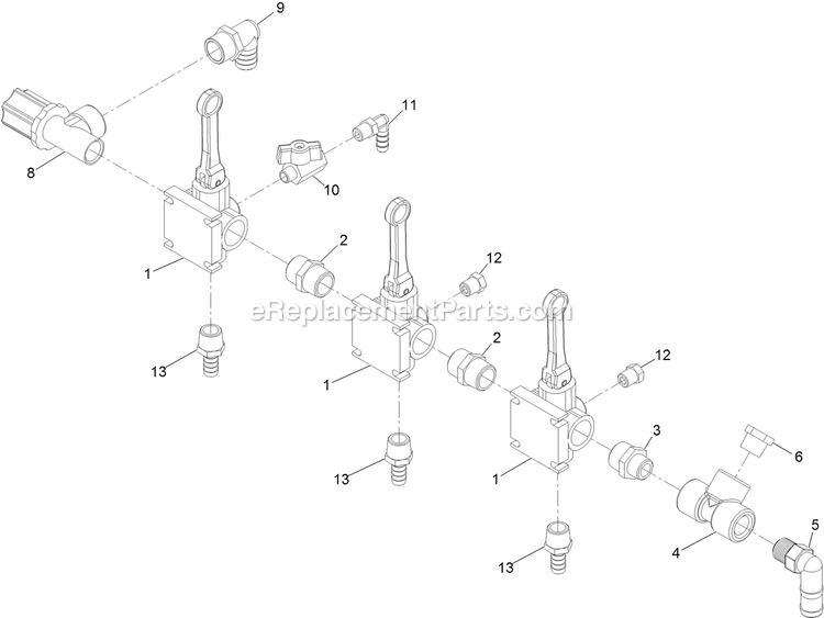 Manifold Assembly Diagram and Parts List for 34233 406912824-999999999 Exmark Sprayer