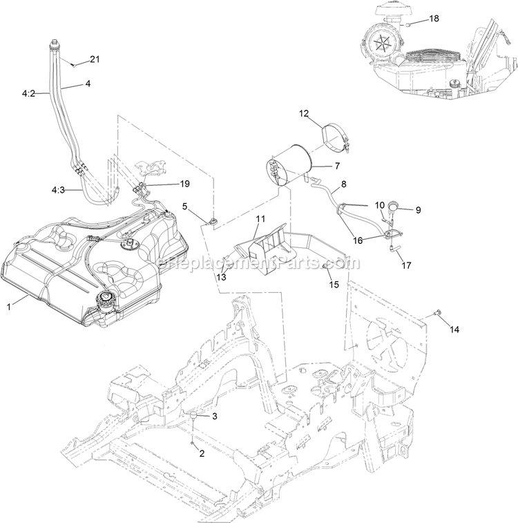 Fuel Assembly Diagram and Parts List for LZS651CKA484A2 (402082300-404314158)(2018) Exmark Lawn Mower