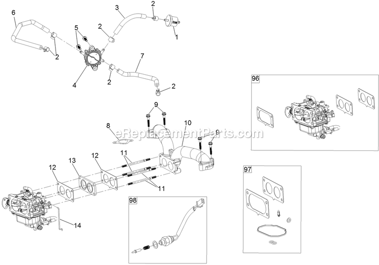 Fuel System Assembly Diagram and Parts List for RAE708GEM52300 (400000000-402082299)(2017) Exmark Lawn Mower