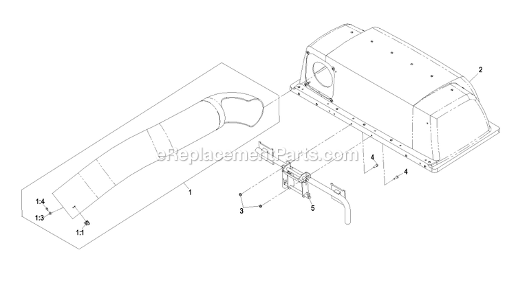 Bagger Top And Hinge Assembly Diagram and Parts List for 109-9764 (720000-789999)(2008) Exmark Lawn Tractor Accessories