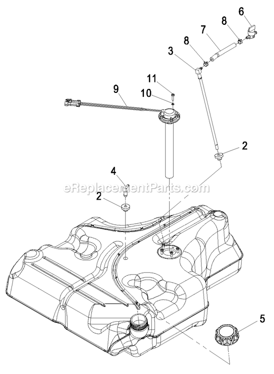 Fuel Tank Assembly Diagram and Parts List for LZA20KAS484 (850000-919999)(2010) Exmark Lawn Mower
