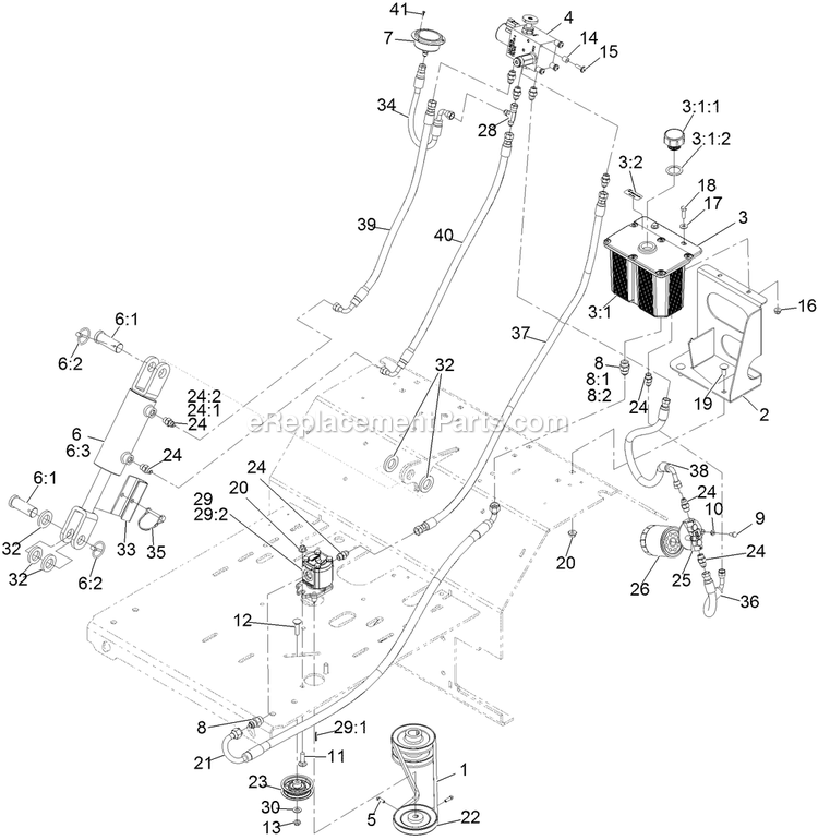 Auxiliary Hydraulic Assembly Diagram and Parts List for SAR481KA30 (313000000-313999999)(2013) Exmark Aerator