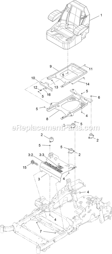 Seat Assembly Diagram and Parts List for LZS801GKA60400 (315000000-315999999)(2015) Exmark Lawn Mower