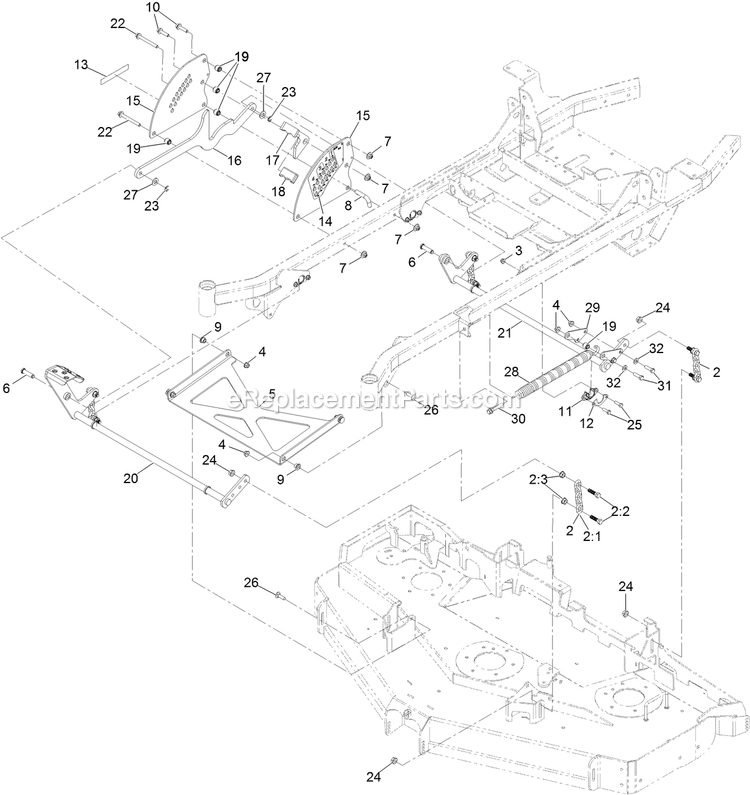 Deck Lift Assembly Diagram and Parts List for PNS740GKC60RA3 (316000000-399999999)(2016) Exmark Lawn Mower