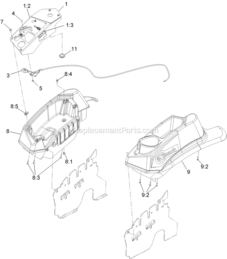 Controls Assembly Diagram and Parts List for LZX29EKC606CA (920000-999999)(2011) Exmark Lawn Mower