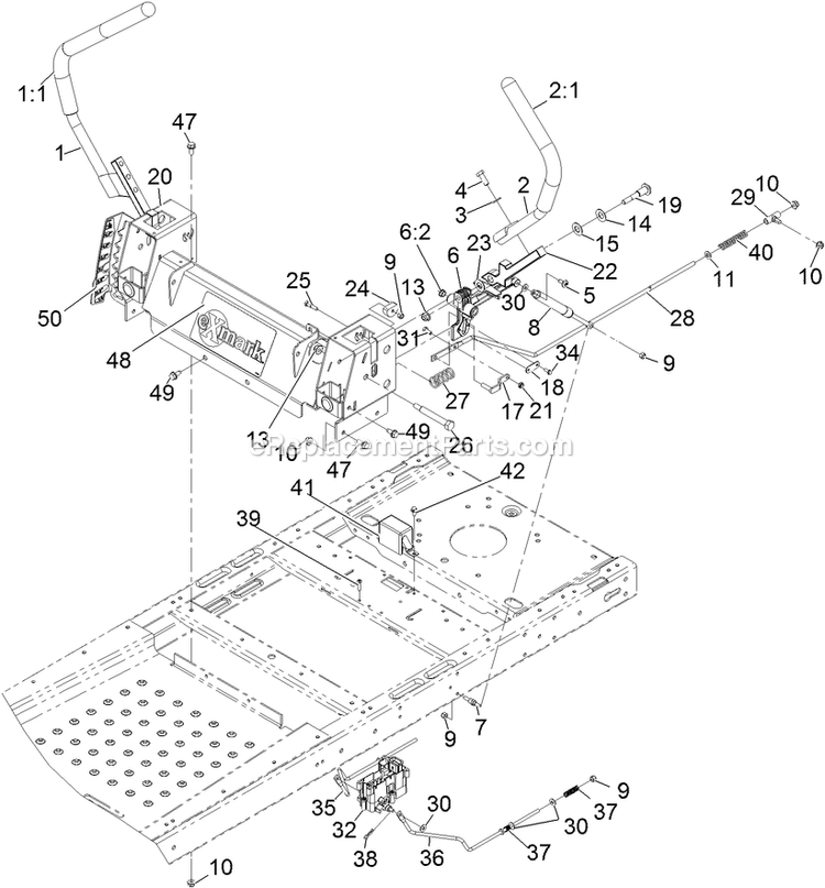 Motion Control Assembly Diagram and Parts List for QTE691KA501 (312000000-312999999)(2012) Exmark Lawn Mower