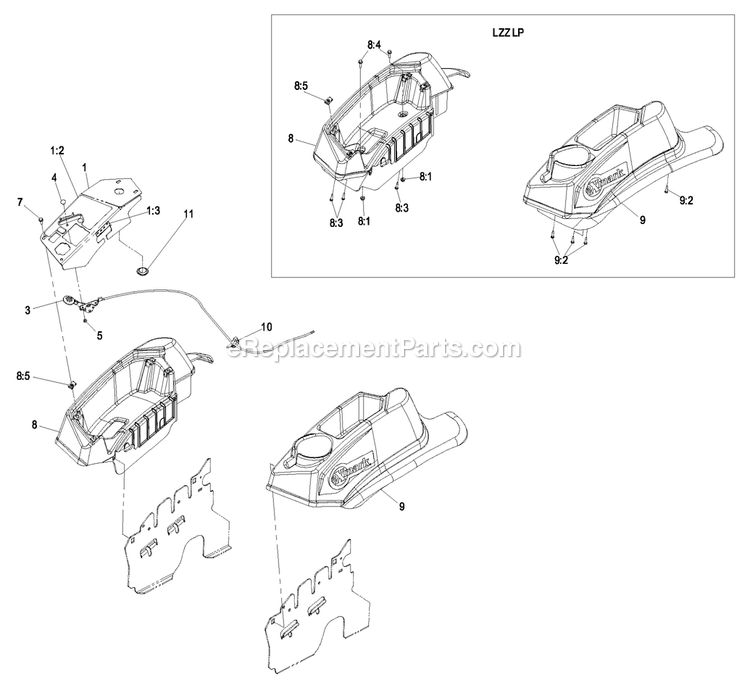 Controls Group Diagram and Parts List for LZAS29KA724LP (850000-919999)(2010) Exmark Lawn Mower