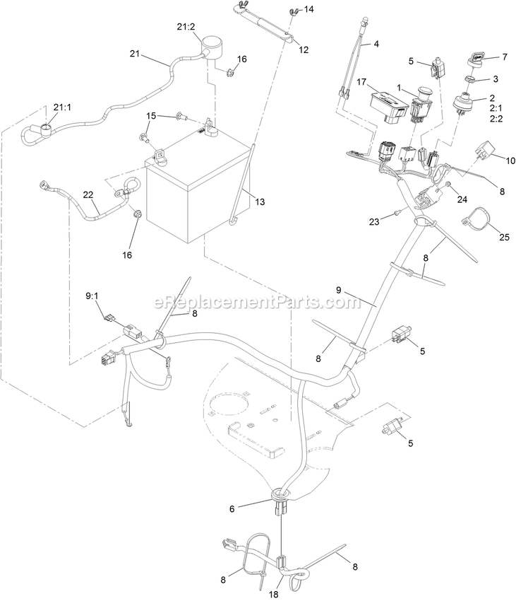 Electrical Assembly Diagram and Parts List for TTX650EKC52400 (316000000-399999999)(2016) Exmark Lawn Mower