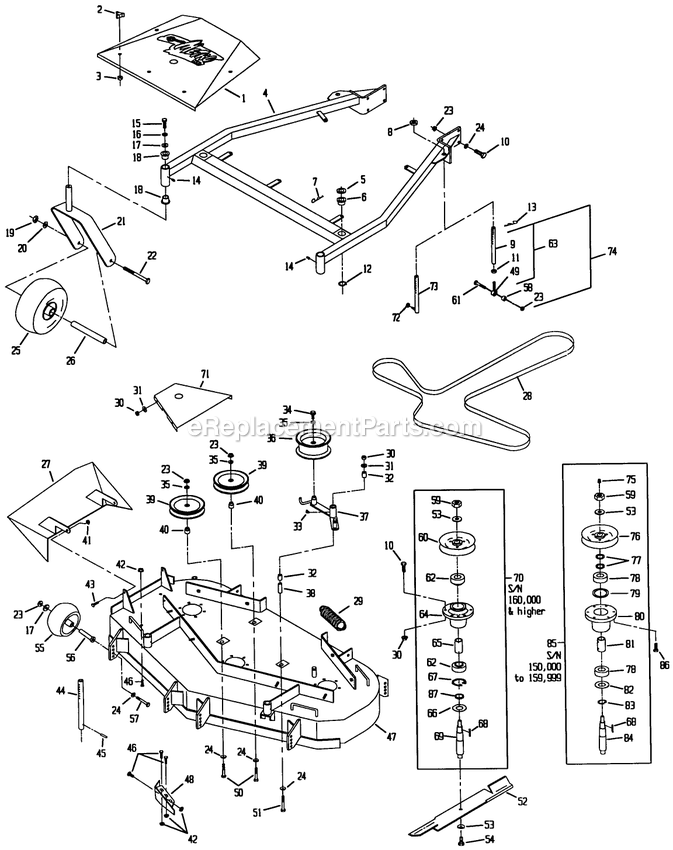 Mower Deck (3) Diagram and Parts List for MHP3615KC (150000-189999)(1997) Exmark Lawn Mower