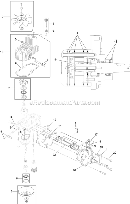 Rh Hydro Assembly Diagram and Parts List for LZX801GKA60600 (315000000-315999999)(2015) Exmark Lawn Mower