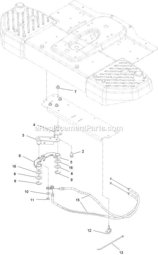 Steering Cable Assembly Diagram and Parts List for QSS725GKC42200 (315000000-319999999)(2015) Exmark Lawn Mower