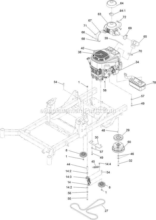Engine Assembly Diagram and Parts List for RAS708GEM603C3 (406294345-408644345)(2020) Exmark Lawn Mower