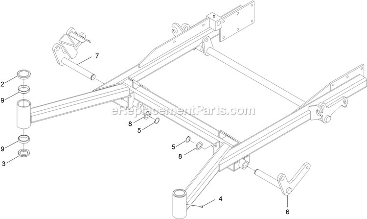 Front Frame Assembly (2) Diagram and Parts List for LZDS902K72RD (314000000-314999999)(2014) Exmark Lawn Mower