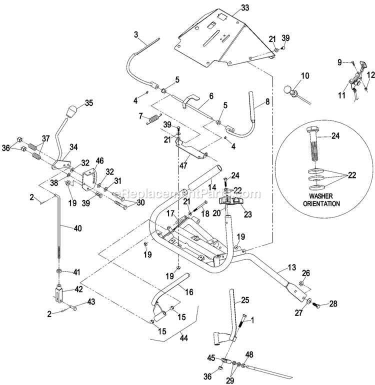 Ecs Upper Handles And Controls Diagram and Parts List for TT24KAE (850000-919999)(2010) Exmark Lawn Mower