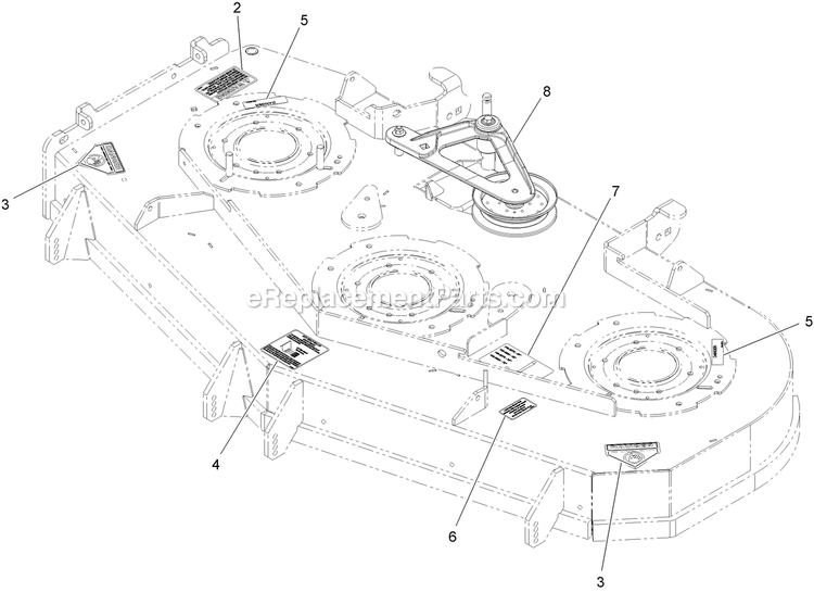 Deck With Decals Assembly Diagram and Parts List for LZS742KC604 (314000000-314999999)(2014) Exmark Lawn Mower