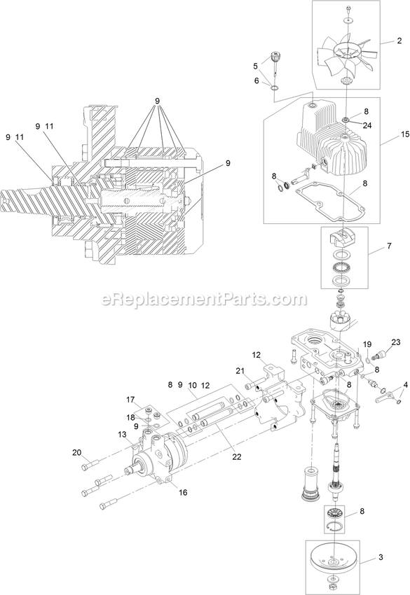 Lh Hydro Assembly Diagram and Parts List for LZE801GKA604B1 (316000000-399999999)(2016) Exmark Lawn Mower
