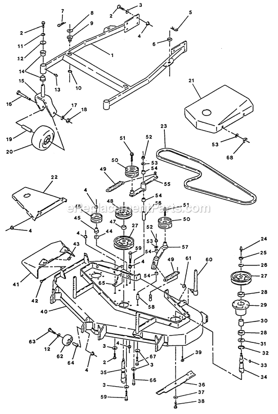 Mower Deck (1) Diagram and Parts List for TR-17K 70000 Exmark Lawn Mower
