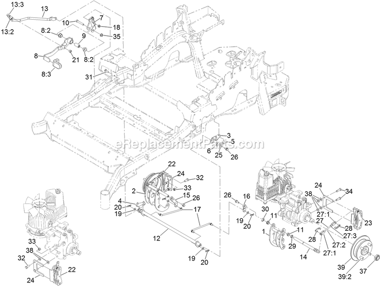 Park Brake Assembly Diagram and Parts List for LZE801GKA604A1 (408644346-411294211)(2021) Exmark Lawn Mower