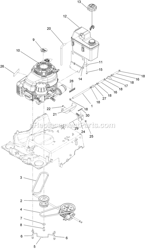 Engine Assembly Diagram and Parts List for ECS180CKA30000 (402082300-404314158)(2018) Exmark Lawn Mower