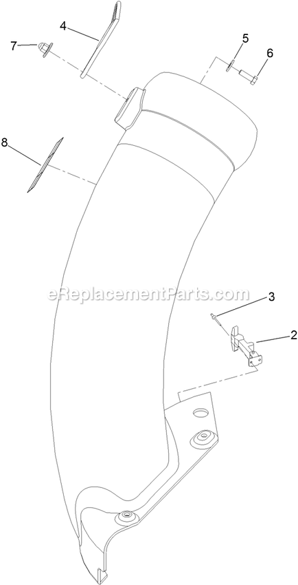 42 Inch Chute Assembly Diagram and Parts List for 126-6340 (315000000-315999999)(2015) Exmark Lawn Tractor Accessories