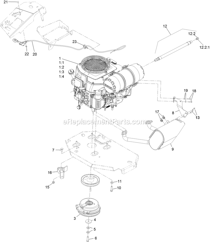 Engine Assembly Diagram and Parts List for LZS740PKC72400 (404314159-406294344)(2019) Exmark Lawn Mower