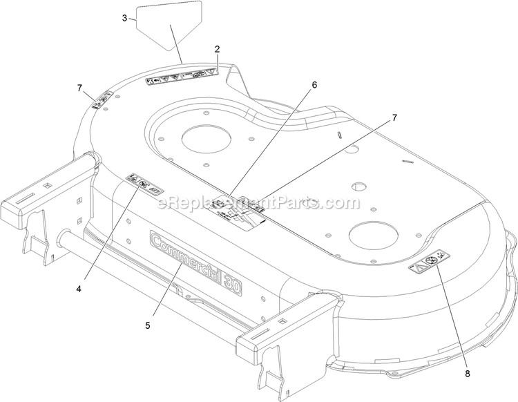 Deck With Decals Diagram and Parts List for ECS180CKA30000 (315000000-315999999)(2015) Exmark Lawn Mower
