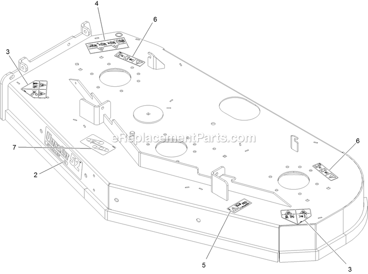 Deck With Decals Assembly Diagram and Parts List for VTS691KA524CA (314000000-314999999)(2014) Exmark Lawn Mower