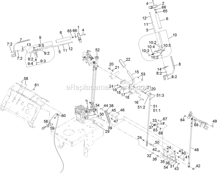 Controls Assembly Diagram and Parts List for VTX730EKC52400 (400000000-499999999)(2017) Exmark Lawn Mower