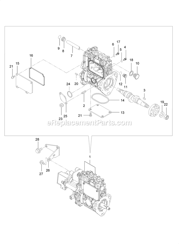 Fuel Injection Pump Assembly Diagram and Parts List for LZS80TDYM604W0 (406294345-408644345)(2020) Exmark Lawn Mower