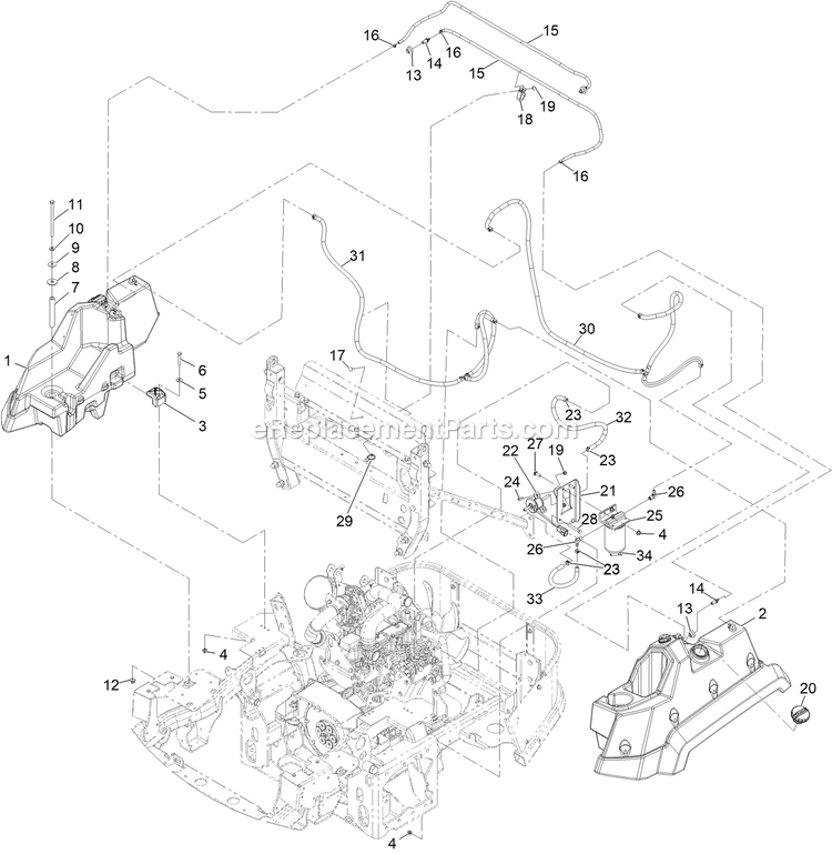 Fuel Assembly Diagram and Parts List for LZS80TDYM72RW0 (408644346-411294211)(2021) Exmark Lawn Mower