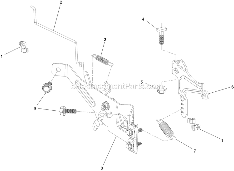 Governor Control Assembly Diagram and Parts List for QZS708GEM50200 (402082300-404314158)(2018) Exmark Lawn Mower
