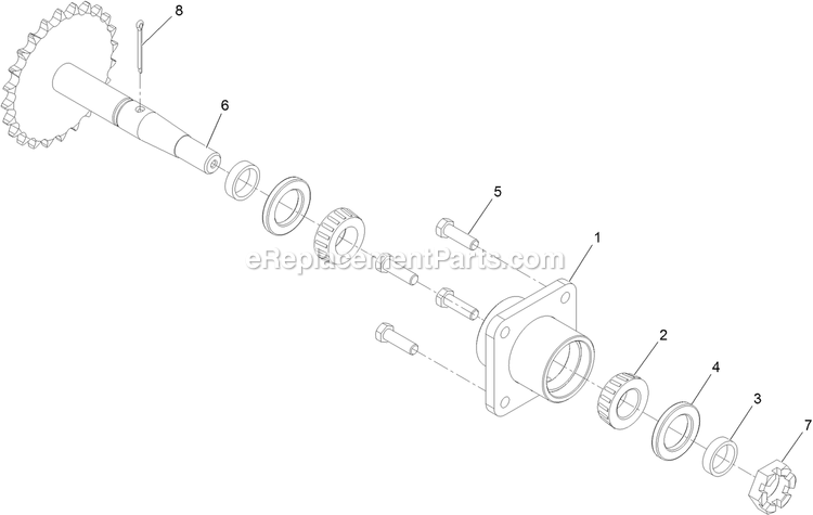 Axle And Bearing Assembly Diagram and Parts List for SAR481KA30 (314000000-314999999)(2014) Exmark Aerator