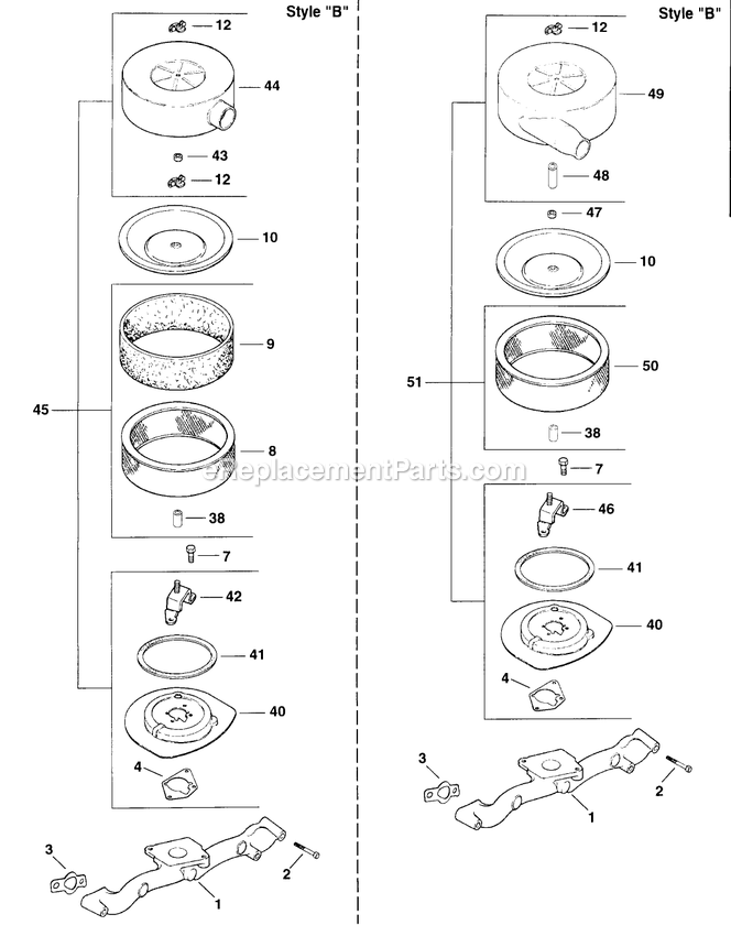 Air Intake (3) Diagram and Parts List for LZ22KC604 (190000-219999)(1999) Exmark Lawn Mower