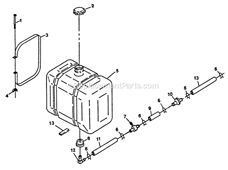 Fuel Group Diagram and Parts List for TTH-20KC (90000-101999)(1994) Exmark Lawn Mower
