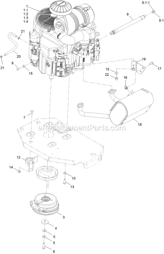 Engine Assembly Diagram and Parts List for LZE751CKA604A1 (400000000-402082299)(2017) Exmark Lawn Mower
