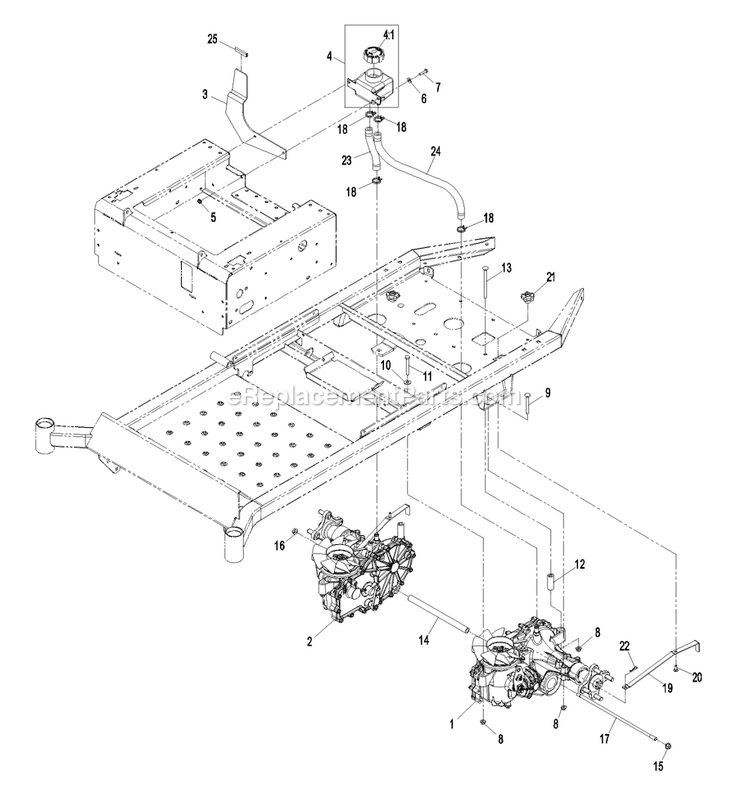 Transaxle Group Diagram and Parts List for QST20BE422 (790000-849999)(2009) Exmark Lawn Mower