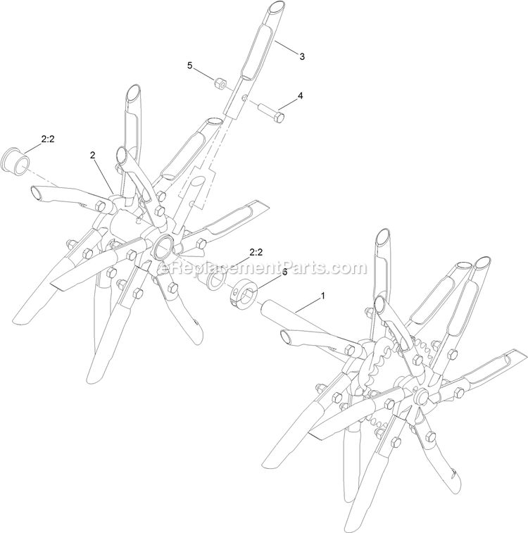Lh Tine Wheel Assembly Diagram and Parts List for ARX541CKA30000 (400000000-402082299)(2017) Exmark Aerator