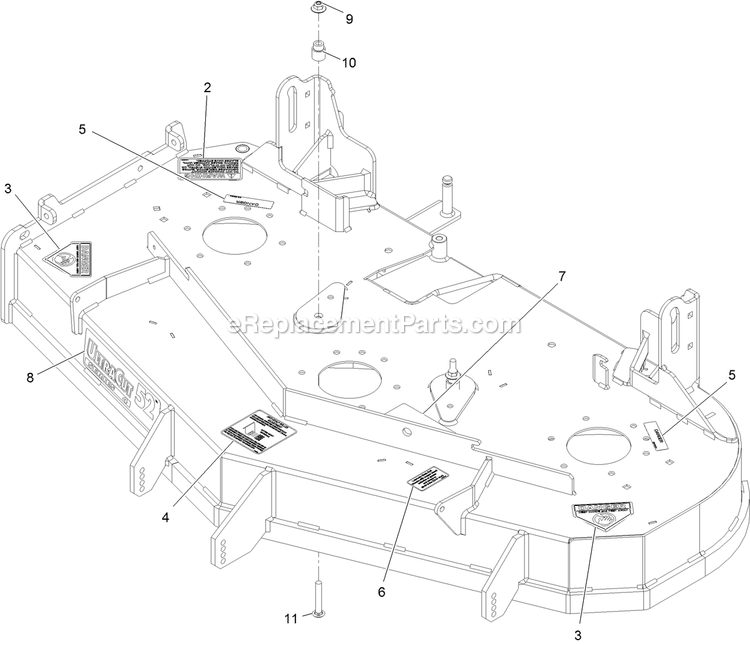Deck With Decals Assembly Diagram and Parts List for LZE691KA524L (312000000-312999999)(2012) Exmark Lawn Mower