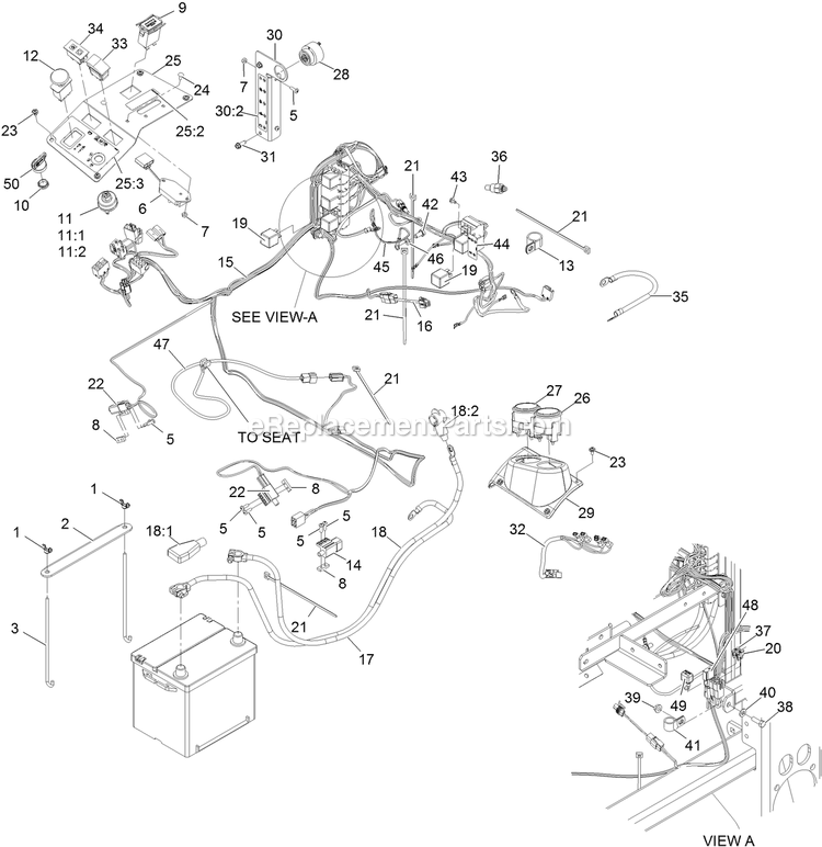 Electrical Assembly Diagram and Parts List for LZS902DKU725A1 (315000000-315999999)(2015) Exmark Lawn Mower