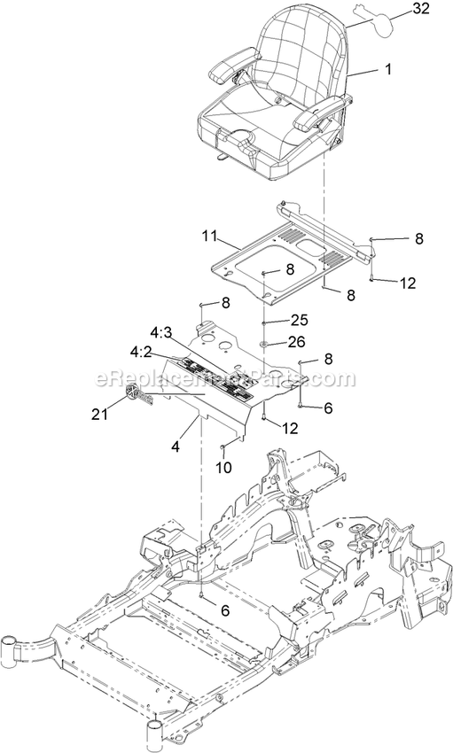 Seat Assembly Diagram and Parts List for LZE27KC604 (920000-999999)(2011) Exmark Lawn Mower