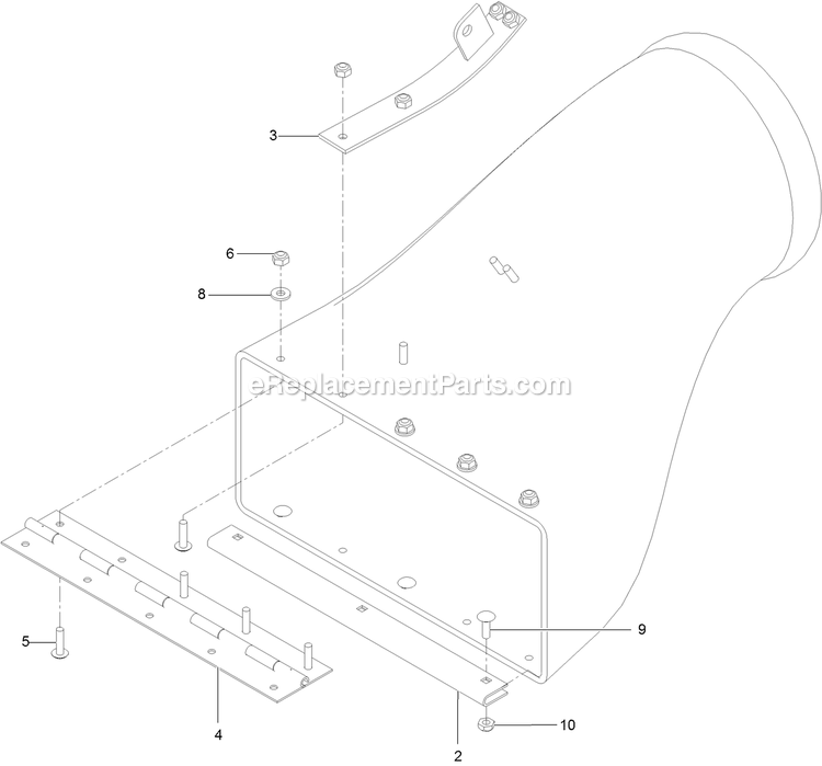 Discharge Tube Assembly Diagram and Parts List for NVS730AKC48000 (411294212-999999999)(2022) Exmark Lawn Mower
