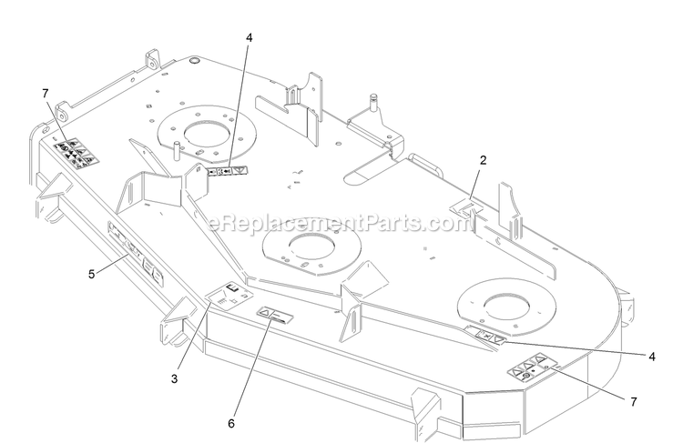 Deck With Decals Assembly Diagram and Parts List for RAS730GKA603A3 (411294212-999999999)(2022) Exmark Lawn Mower