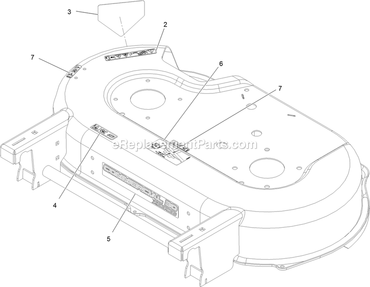 Deck With Decals Assembly Diagram and Parts List for ECX200CKC30000 (408644346-411294211)(2021) Exmark Lawn Mower