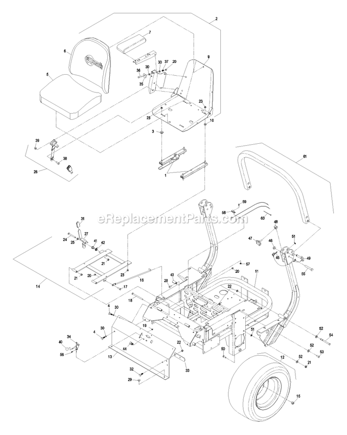 Mainframe Group Diagram and Parts List for LZ20KC524AS (440000-509999)(2004) Exmark Lawn Mower