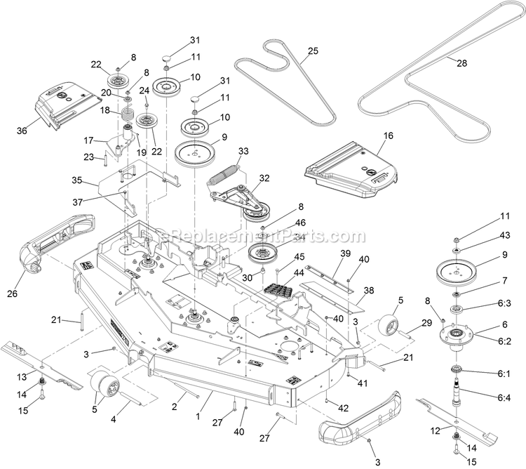 Deck Assembly Diagram and Parts List for LZX940EKC72RT0 (400000000-402082299)(2017) Exmark Lawn Mower