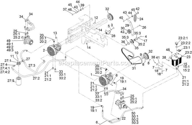 Hydraulic Assembly Diagram and Parts List for LZS902DKU725A1 (315000000-315999999)(2015) Exmark Lawn Mower