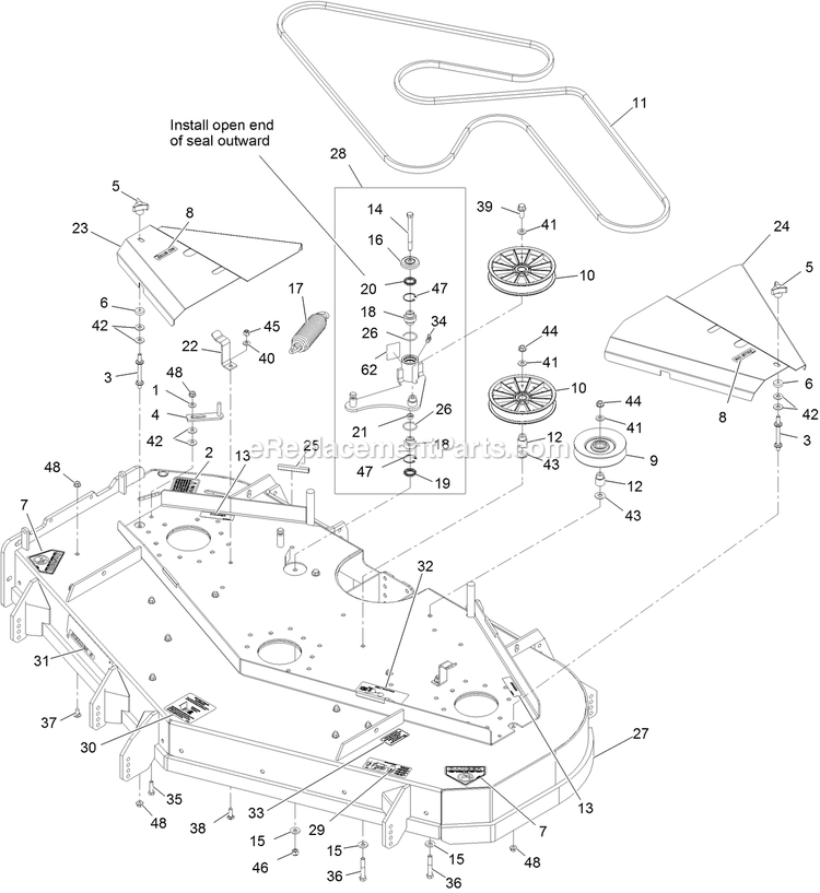Deck Assembly (1) Diagram and Parts List for LZDS902K605 (312000000-312999999)(2012) Exmark Lawn Mower