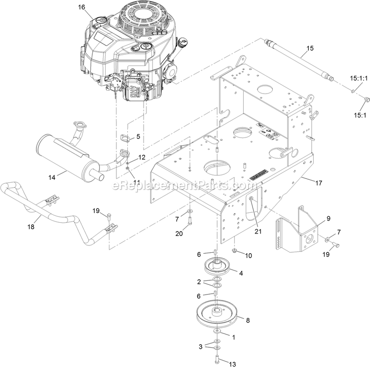 Engine Deck Assembly Diagram and Parts List for VHS481GKA48300 (402082300-404314158)(2018) Exmark Lawn Mower